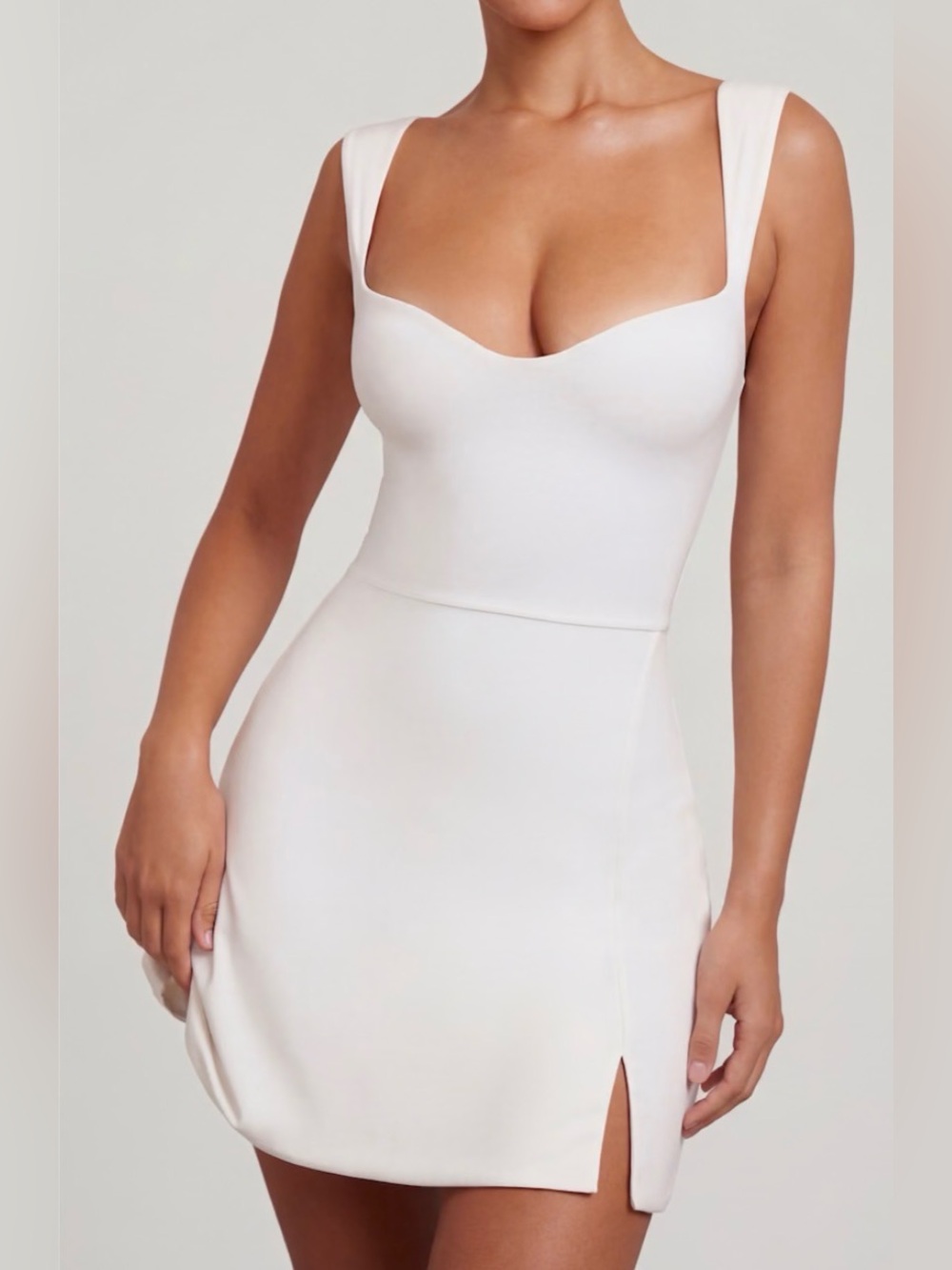 OH POLLY White Square-Neck Bodycon Mini Dress NEW WITH TAGS!